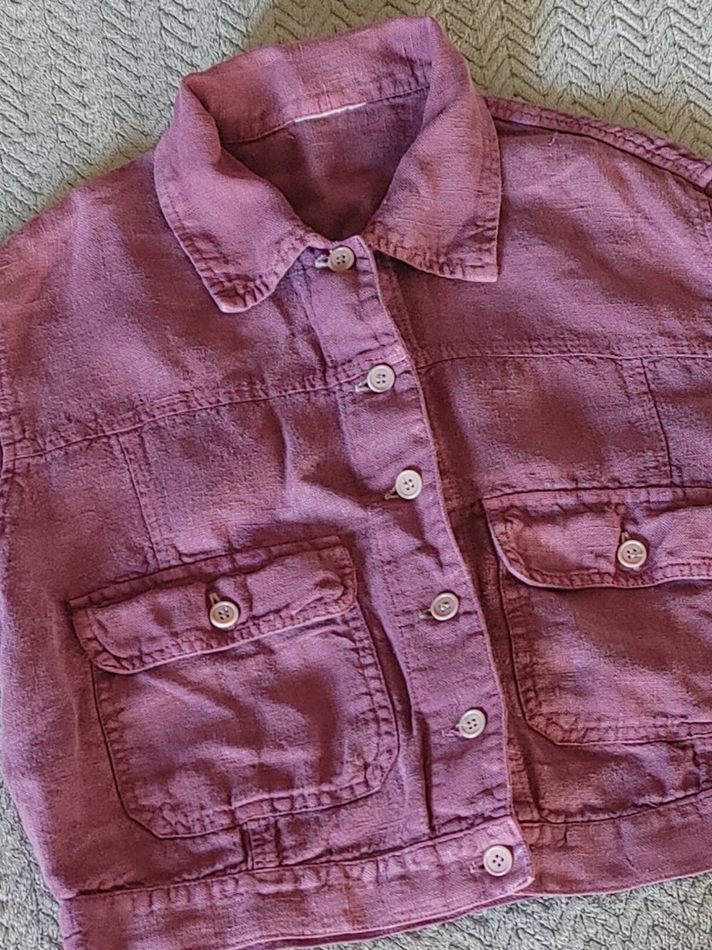 ✨ Vintage Raspberry Pink Linen Cropped Jacket ✨ - Picture 13 of 16